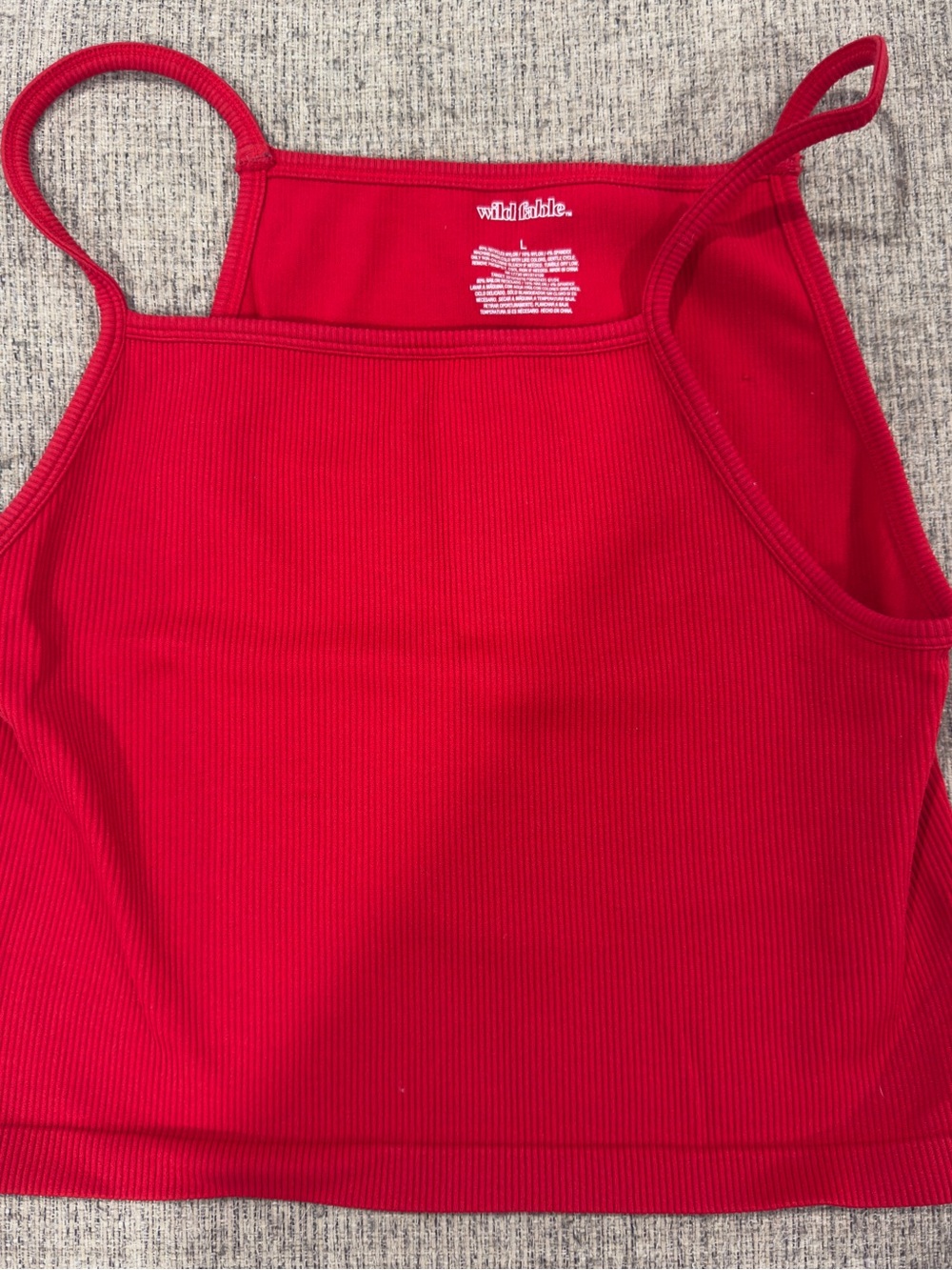 wild fable Red Ribbed Cropped Tank Top